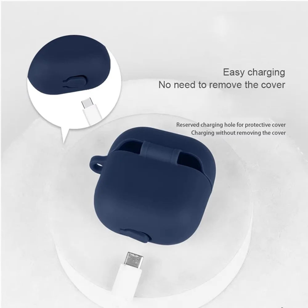 For Huawei FreeClip 2 Silicone Case Wireless Earphones Protective Cover with Anti-Lost Buckle - Dark Blue - 6