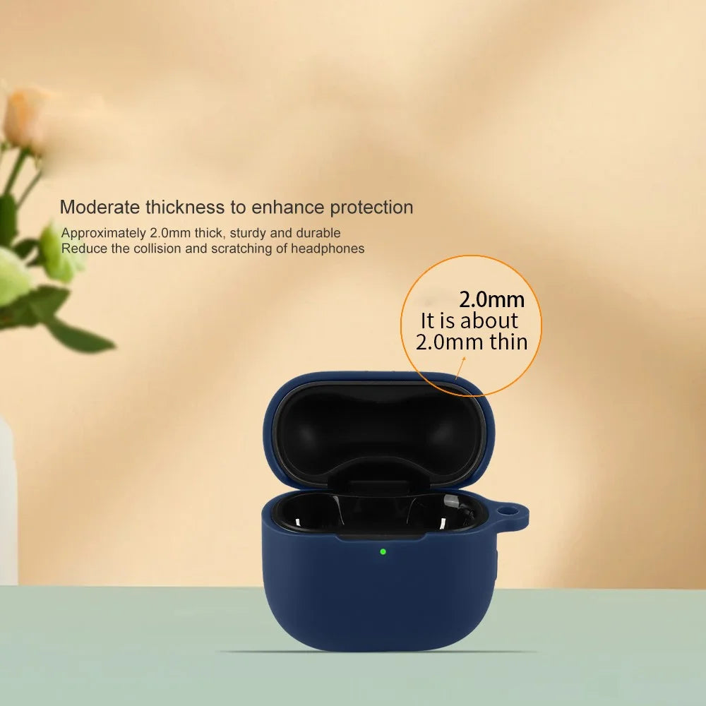 For Huawei FreeClip 2 Silicone Case Wireless Earphones Protective Cover with Anti-Lost Buckle - Dark Blue - 7