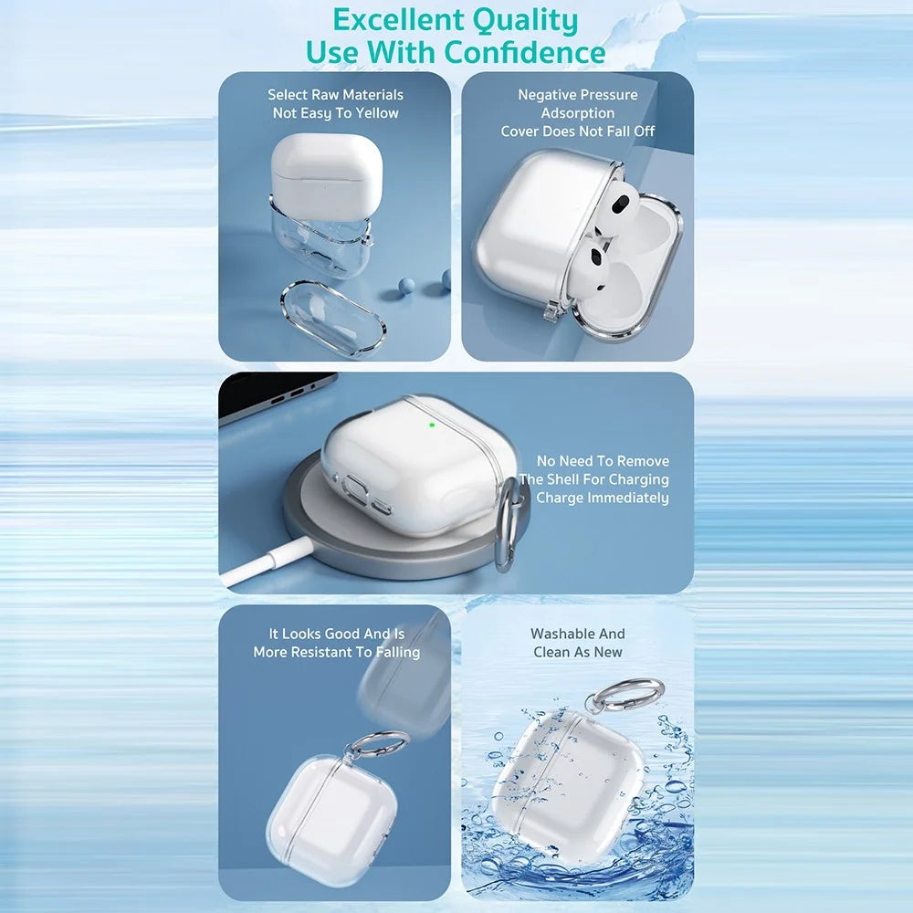 COTECI For AirPods Pro 3 Transparent Protective Case Clear TPU Shockproof Earphones Cover with Hook - Transparent - 3