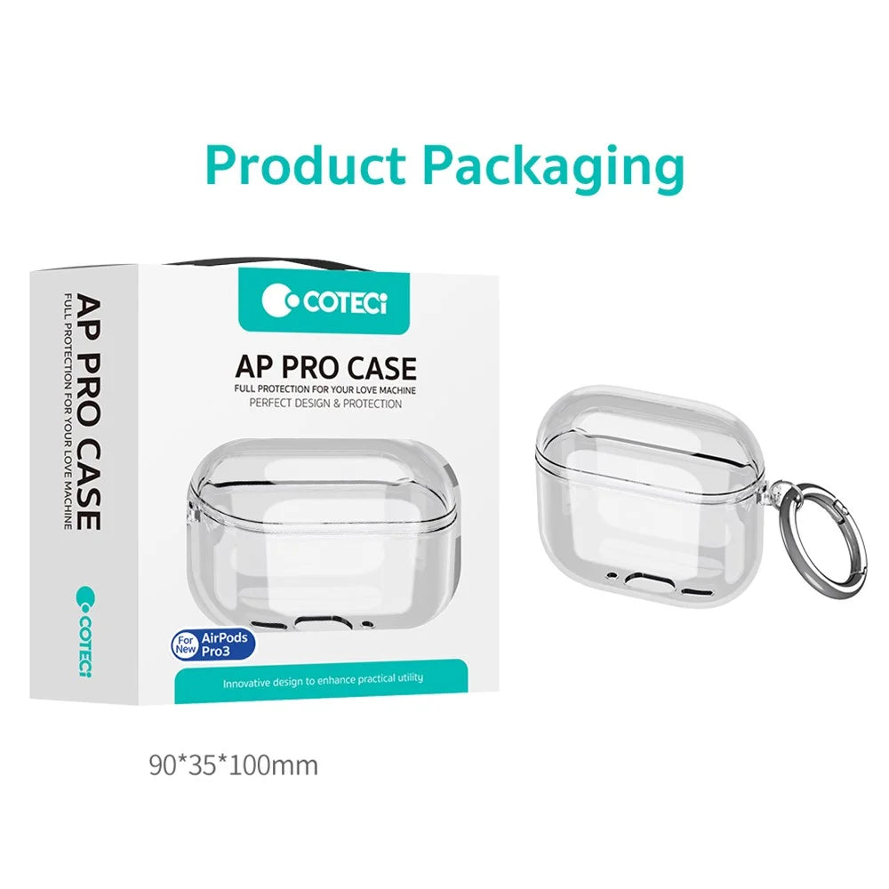 COTECI For AirPods Pro 3 Transparent Protective Case Clear TPU Shockproof Earphones Cover with Hook - Transparent - 5
