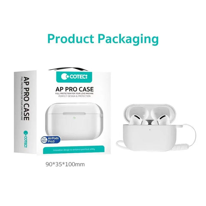 COTECI For AirPods Pro 3 Portable Silicone Case Anti Scratch Protective Cover with Lanyard - White - 4