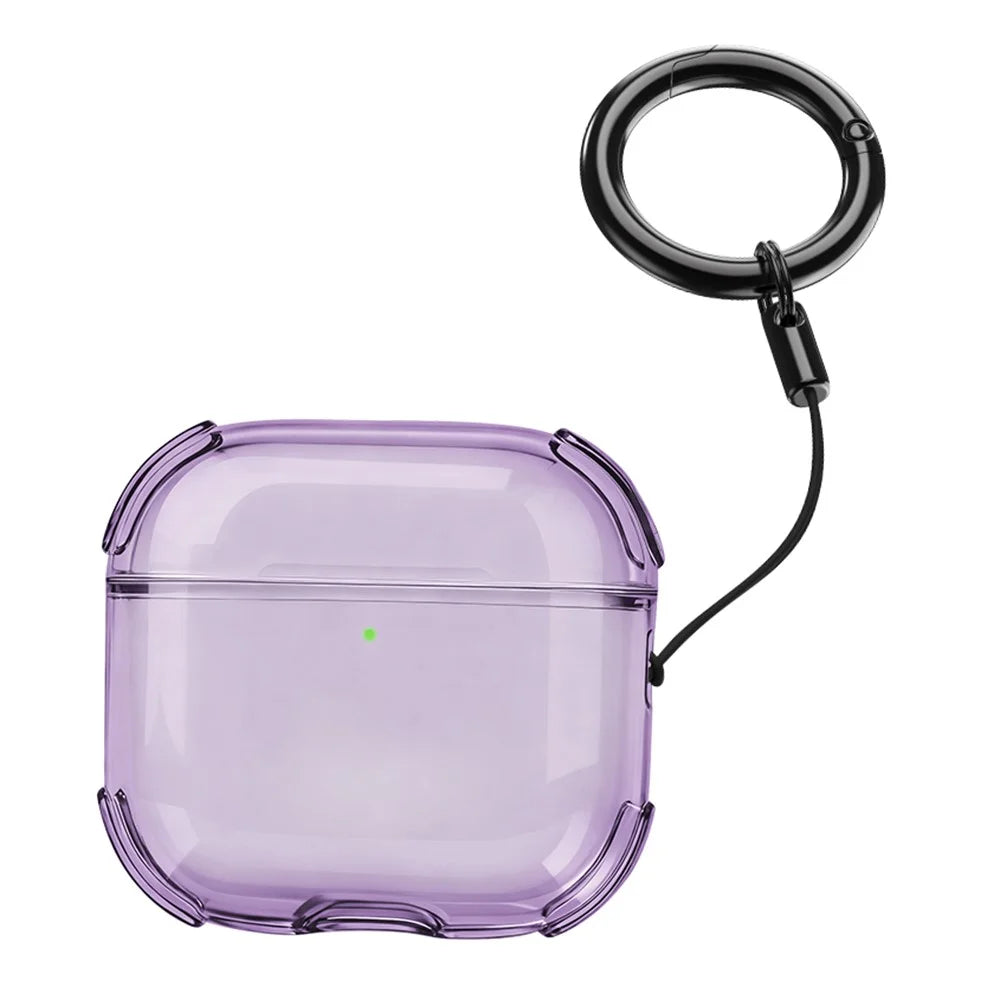 Bulk Purchasing For Apple AirPods 3 Case Ultra Thin Matte TPU Earbuds Protective Cover with Strap Ring - Purple - 1