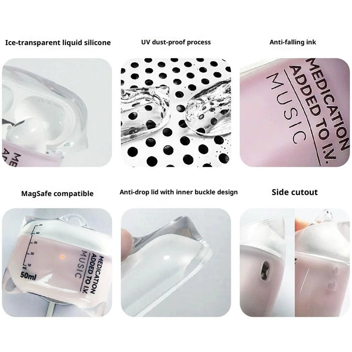 S!GN For AirPods 4 Case UV Dust-Proof Clear Liquid Silicone Drip Bag Earphone Cover - Pink - 2