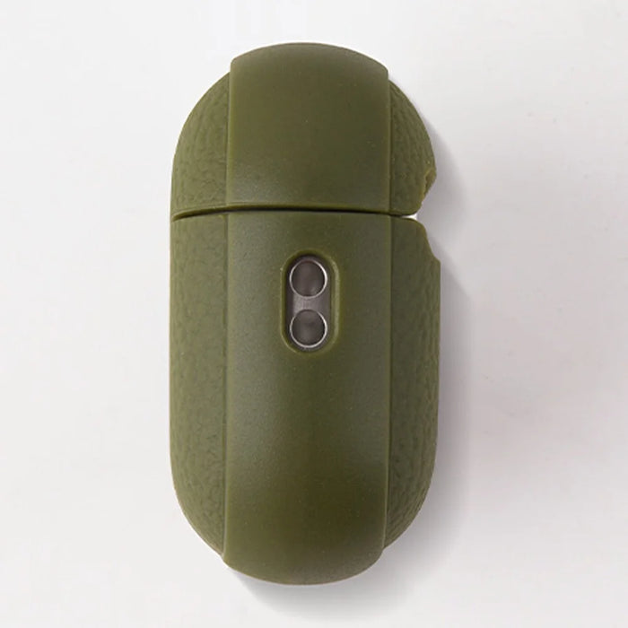 Bulk Purchasing For Apple AirPods 3 Case Faux Leather Textured TPU Earbuds Protective Cover with Strap Ring - Army Green - 4