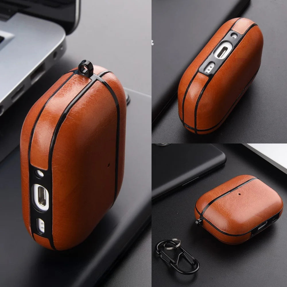For AirPods Pro 3 Case Faux Leather Textured TPU Earbuds Protective Cover with Buckle - Black - 6
