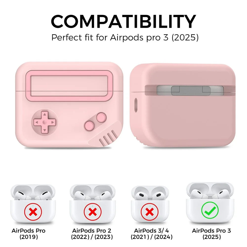 AHASTYLE JY27 For Apple AirPods Pro 3 Silicone Case Game Console Design Anti Drop Earphone Cover - Pink - 2