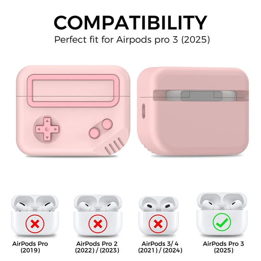 AHASTYLE JY27 For Apple AirPods Pro 3 Silicone Case Game Console Design Anti Drop Earphone Cover - Pink - 2