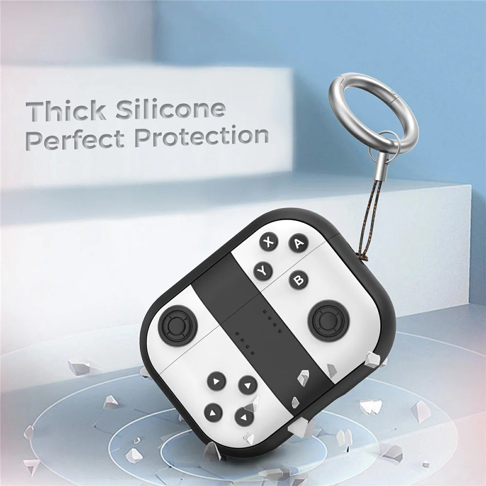 AHASTYLE JY28 For Apple AirPods Pro 3 Silicone Case Retro Game Controller Design Anti Drop Earphone Cover - Black  /  White - 6