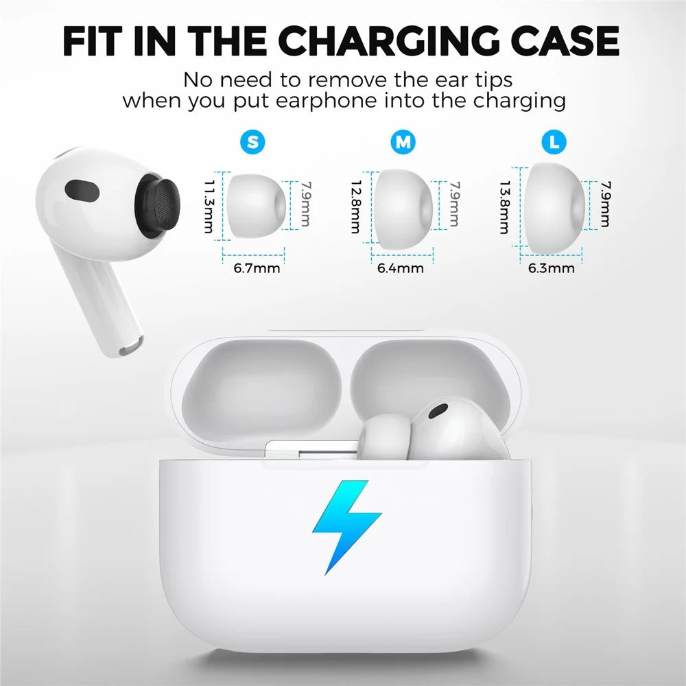 AHASTYLE WG187 1 Pair for AirPods Pro 3 Silicone Ear Tips Replacement Earphone Caps - White  /  L - 6