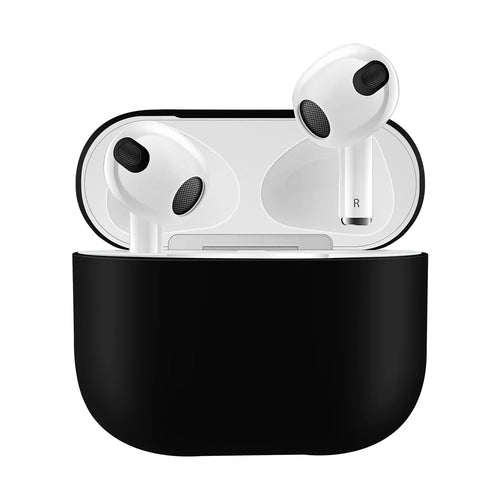 Shockproof Solid Color Shell Case Anti-drop Full Protective Silicone Case Cover for AirPods 3 - Black - 1