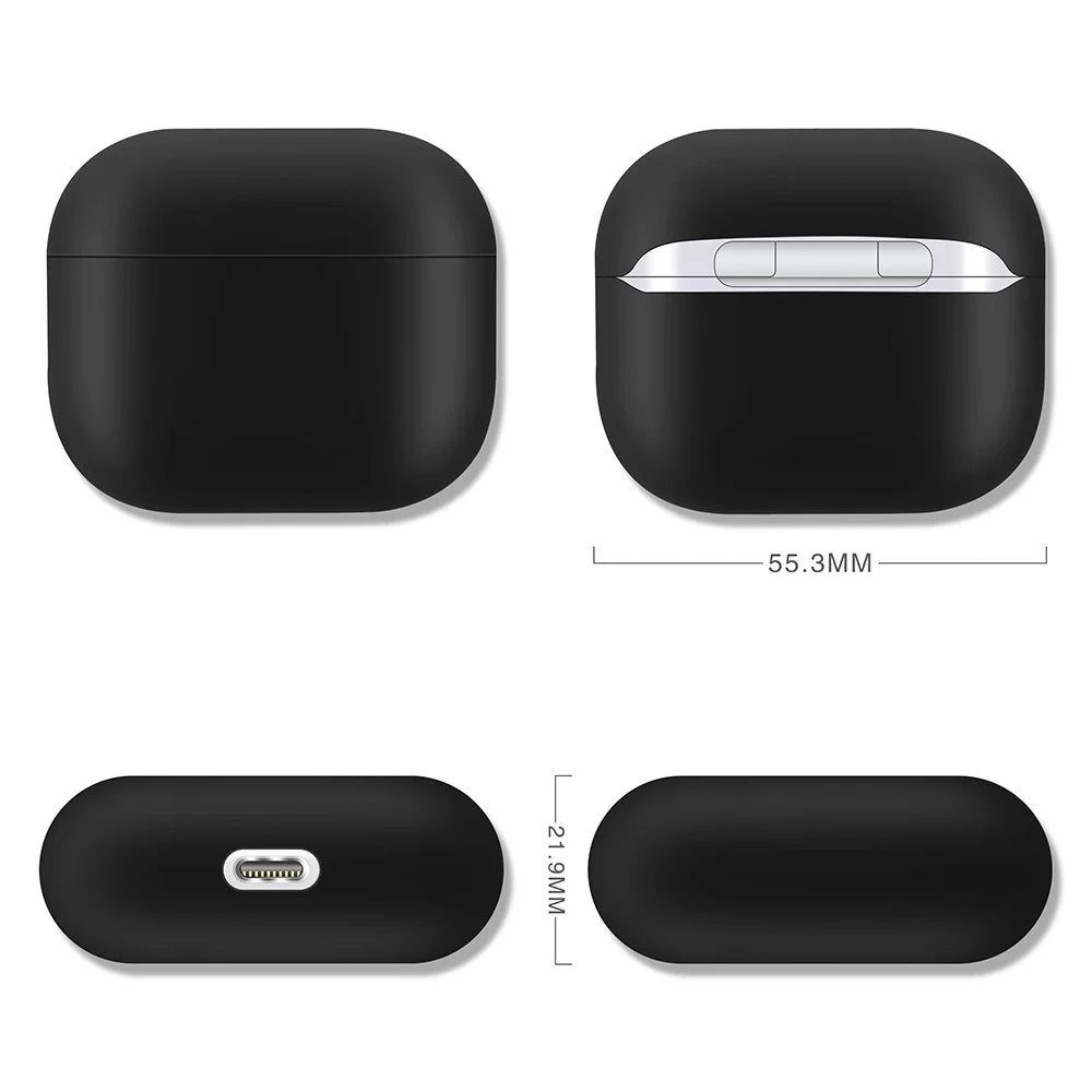 Shockproof Solid Color Shell Case Anti-drop Full Protective Silicone Case Cover for AirPods 3 - Black - 4