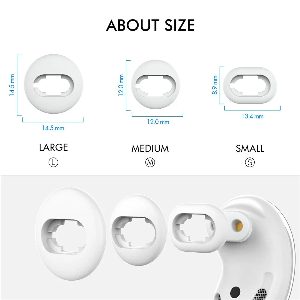 AHASTYLE PT132 For Samsung Galaxy Buds Live Silicone Cap Replacement Ear Plug (6 Pairs in Total, 2 Pairs Each in L  /  M  /  S) - White - 3
