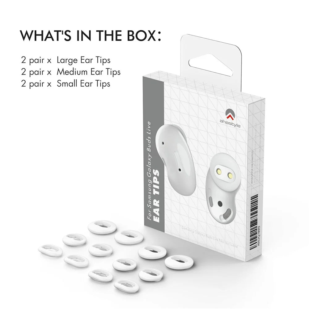 AHASTYLE PT132 For Samsung Galaxy Buds Live Silicone Cap Replacement Ear Plug (6 Pairs in Total, 2 Pairs Each in L  /  M  /  S) - White - 7