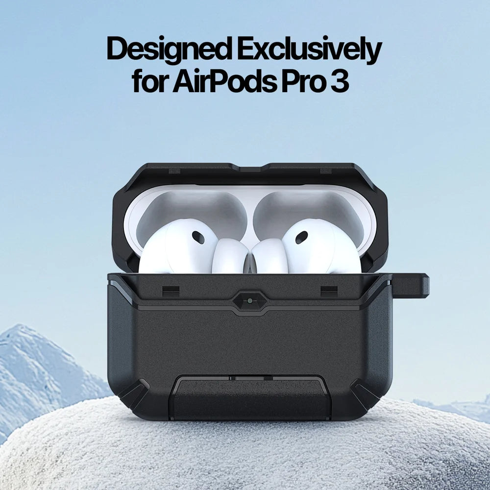 DUX DUCIS For AirPods Pro 3 Earphone Case  PECS Series PC+TPU Cover with Phone Holder and Hook - Black - 4