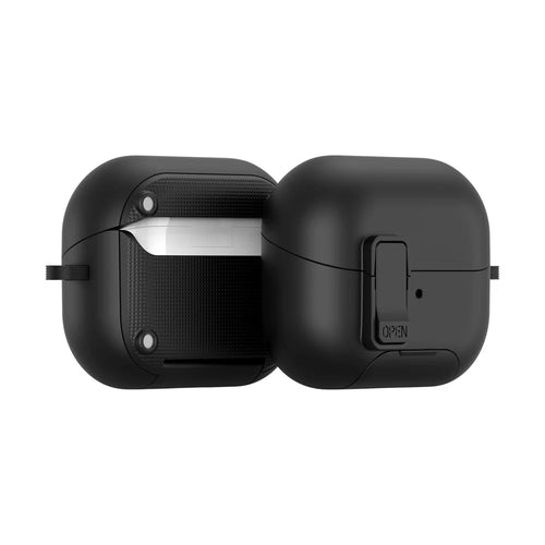 DUX DUCIS For Samsung Galaxy Buds3 Pro / Galaxy Buds3 FE / Galaxy Buds3 Earphone Case  SECQ Series PC+TPU Earbuds Cover Snap Lid Design with Hook - Black - 1