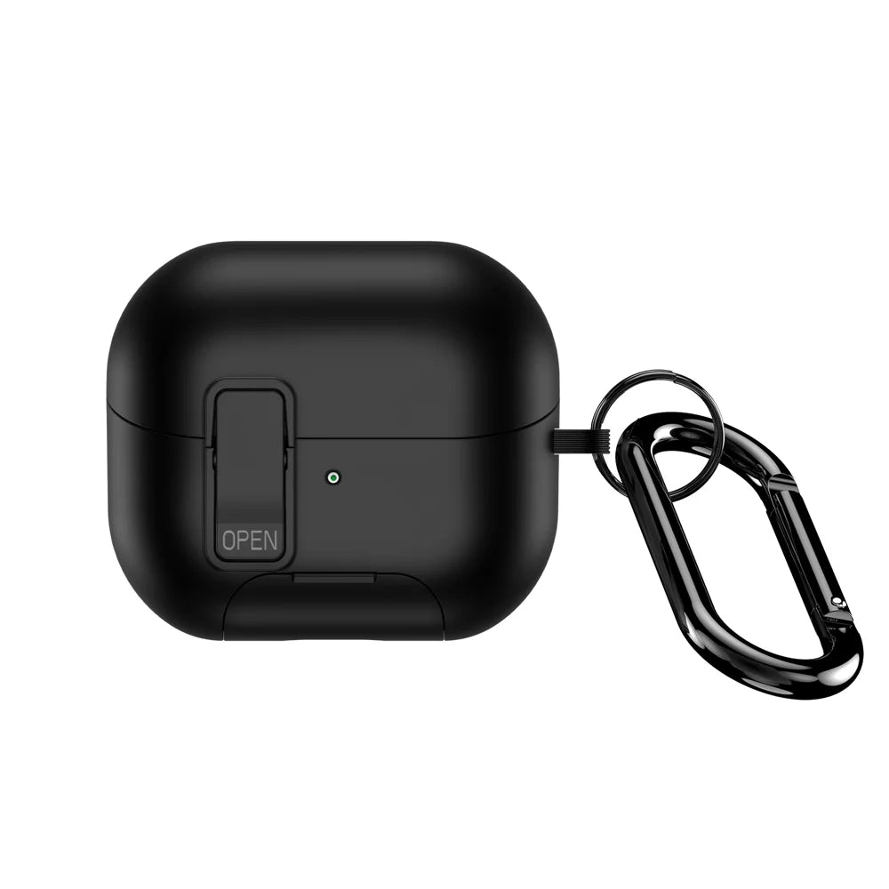 DUX DUCIS For Samsung Galaxy Buds3 Pro / Galaxy Buds3 FE / Galaxy Buds3 Earphone Case  SECQ Series PC+TPU Earbuds Cover Snap Lid Design with Hook - Black - 2
