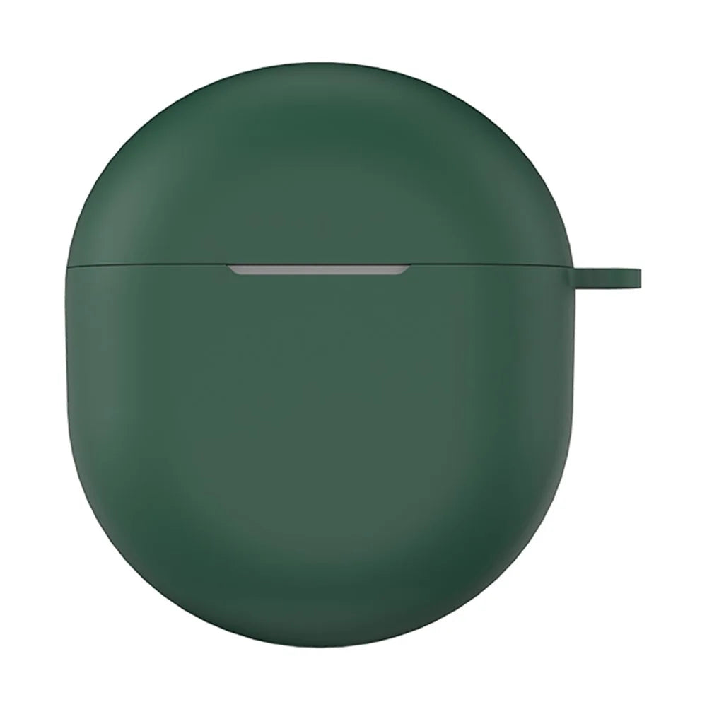 For Google Pixel Buds 2a Soft Silicone Case Scratch Resistant Earphone Cover with Carabiner - Green - 1