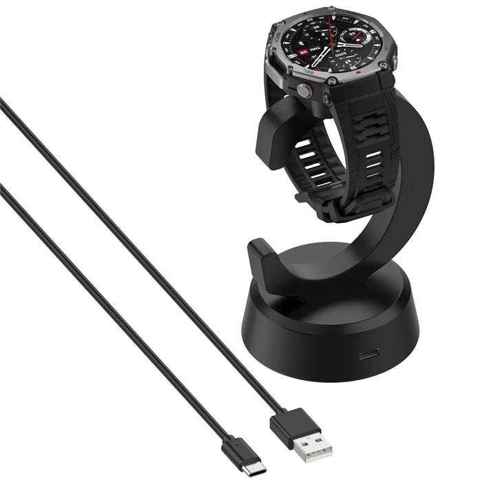 C Shape Charger Dock for Huami Amazfit T-Rex 3 Pro 48mm / T-Rex 3 / Balance 2 Smart Watch Holder Desk Charging Station with Cable - 1