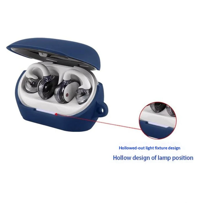 For JBL Soundgear Clips Silicone Case Wireless Earbuds Protective Cover with Anti-Lost Buckle - Dark Blue - 4