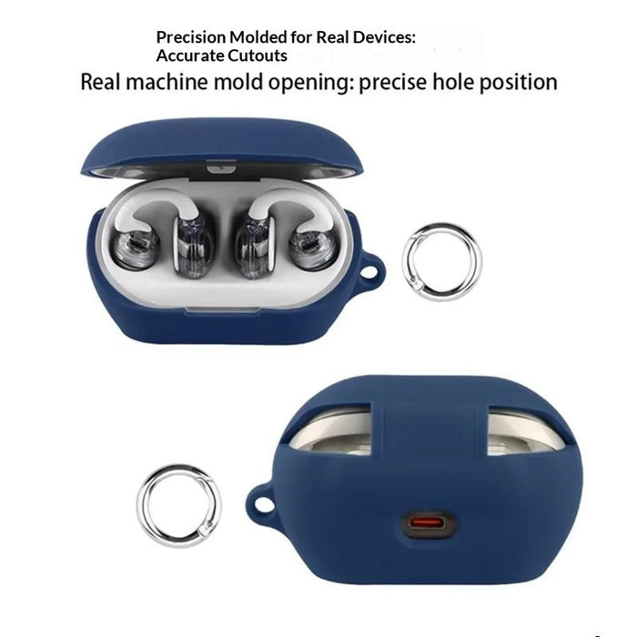 For JBL Soundgear Clips Silicone Case Wireless Earbuds Protective Cover with Anti-Lost Buckle - Dark Blue - 6