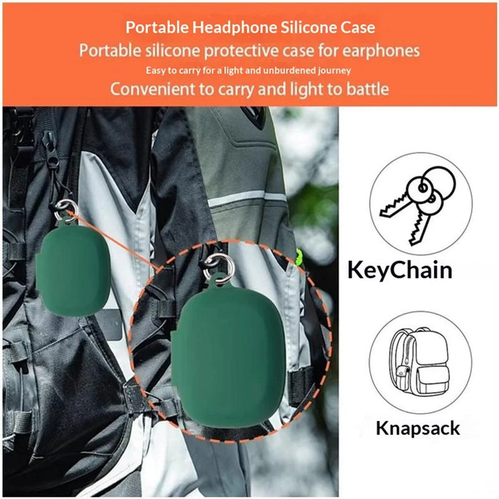 For JBL Endurance Peak 4 Silicone Case Wireless Earbuds Protective Cover with Anti-Lost Buckle - Blackish Green - 3