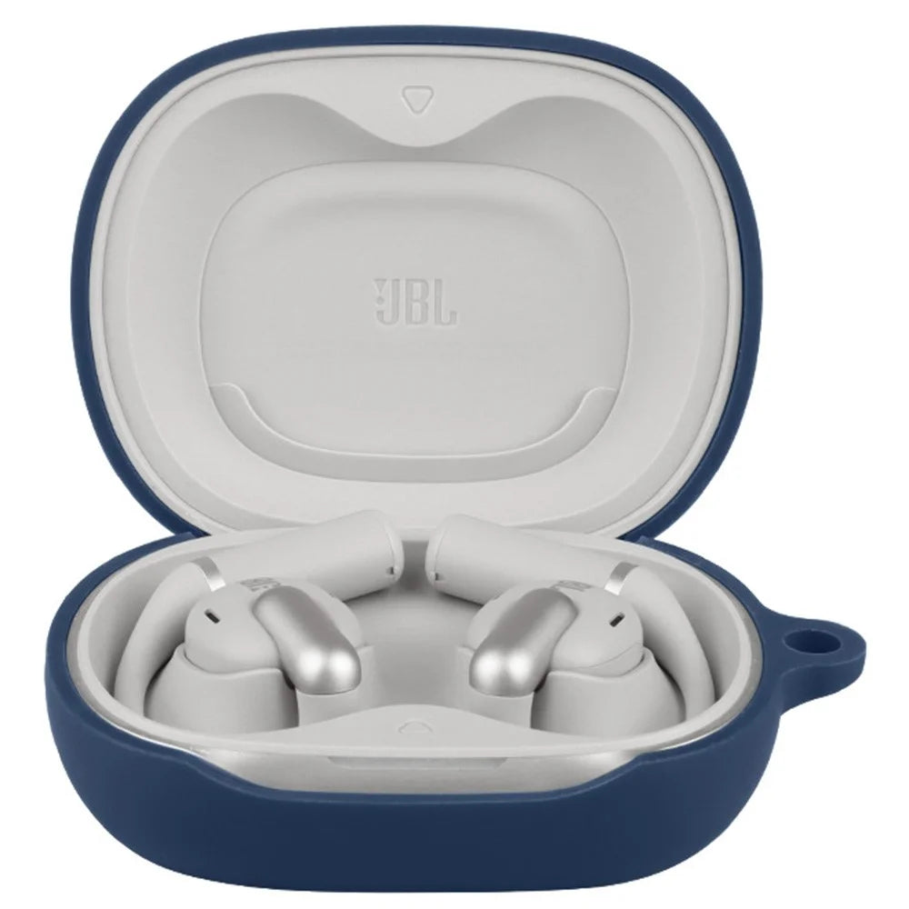 For JBL Sense Pro Silicone Case Wireless Earbuds Protective Cover with Anti-Lost Buckle - Dark Blue - 2