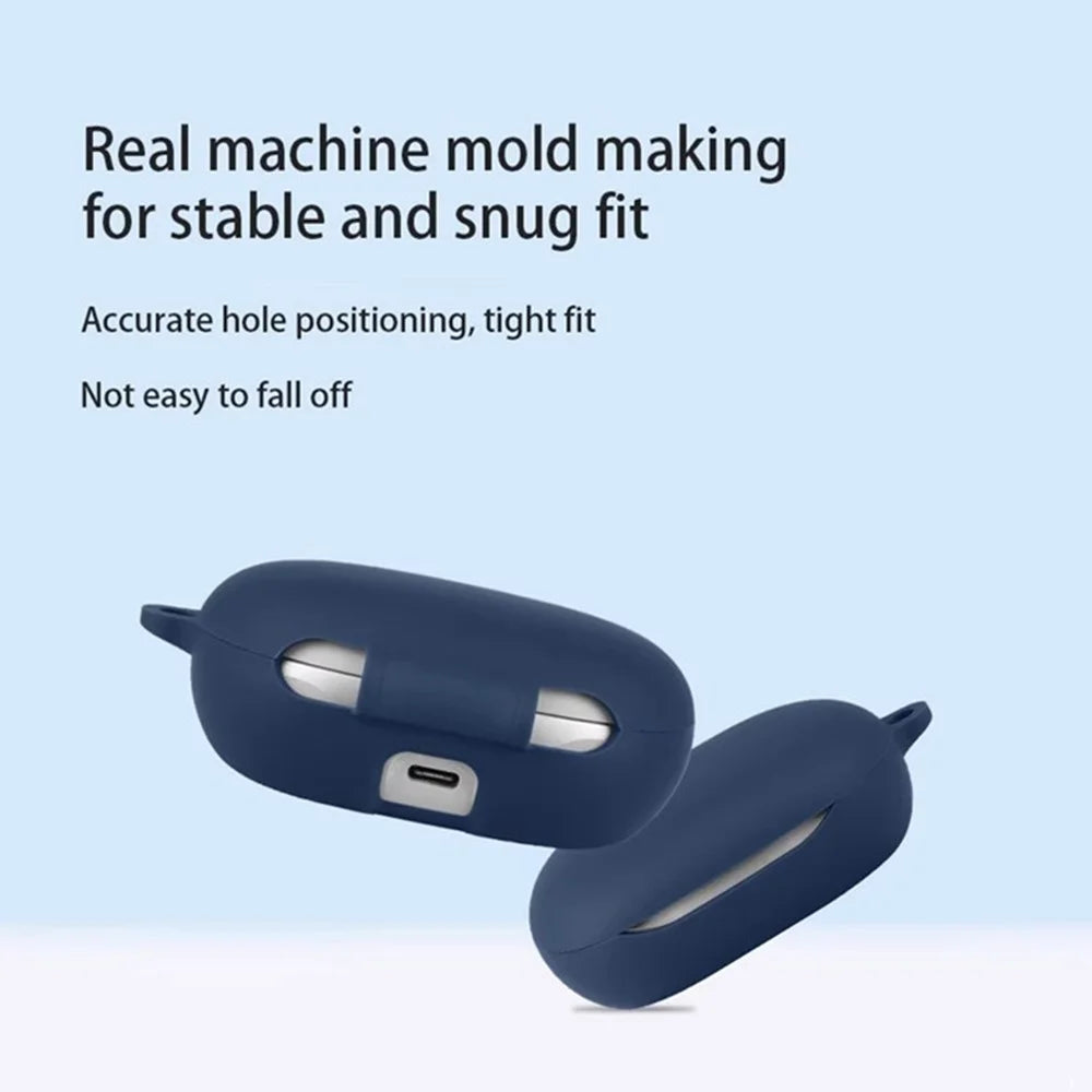 For JBL Sense Pro Silicone Case Wireless Earbuds Protective Cover with Anti-Lost Buckle - Dark Blue - 3