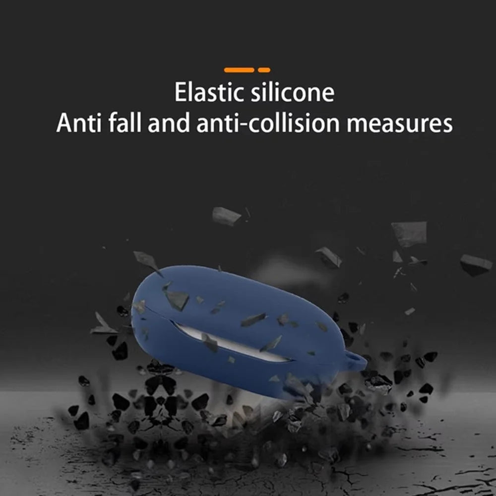 For JBL Sense Pro Silicone Case Wireless Earbuds Protective Cover with Anti-Lost Buckle - Dark Blue - 4