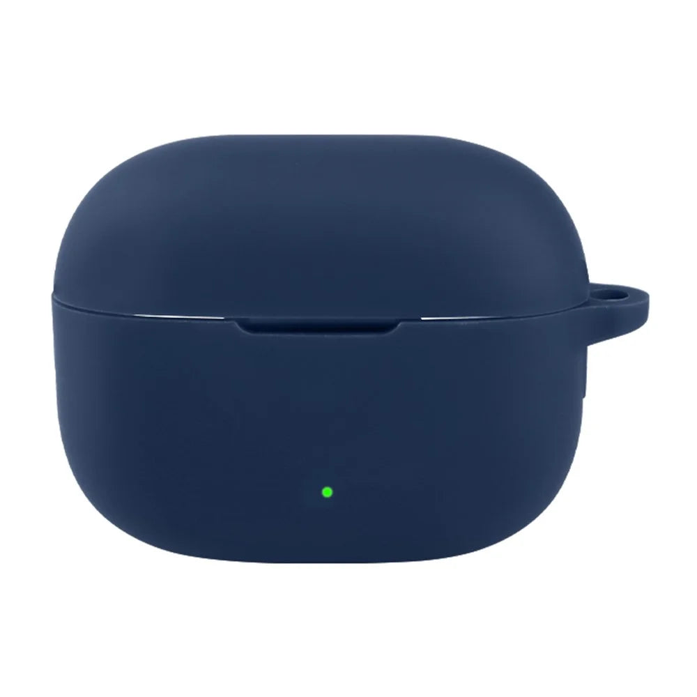 For vivo iQOO TWS 5 Silicone Case Wireless Earbuds Protective Cover with Anti-Lost Buckle - Dark Blue - 1