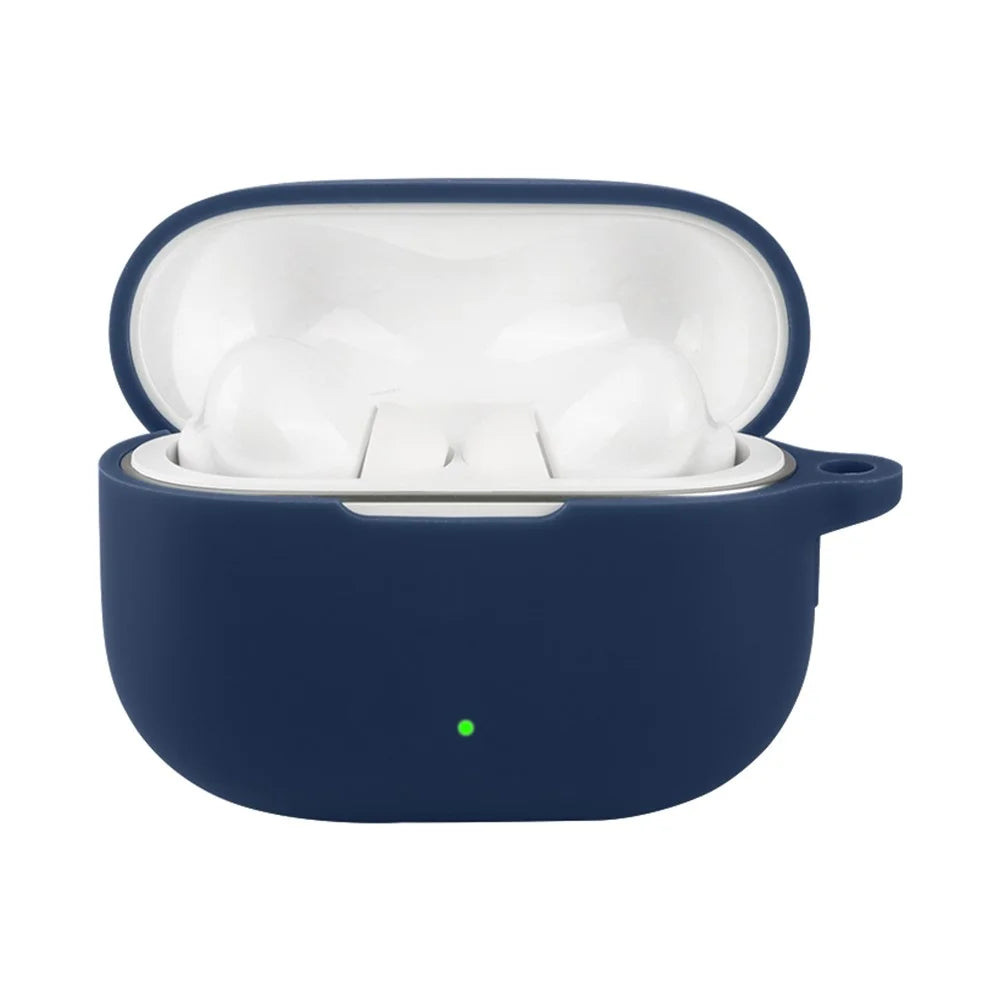 For vivo iQOO TWS 5 Silicone Case Wireless Earbuds Protective Cover with Anti-Lost Buckle - Dark Blue - 2