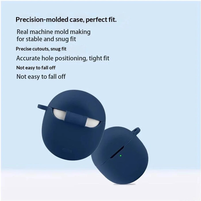 For Google Pixel Buds 2a Silicone Case Wireless Earbuds Protective Cover with Anti-Lost Buckle - Dark Blue - 3