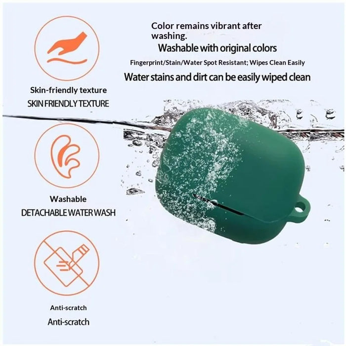 For Honor Earbuds 4 Silicone Case Wireless Earbuds Protective Cover with Anti-Lost Buckle - Blackish Green - 6