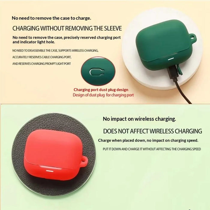 For Honor Earbuds 4 Silicone Case Wireless Earbuds Protective Cover with Anti-Lost Buckle - Blackish Green - 7