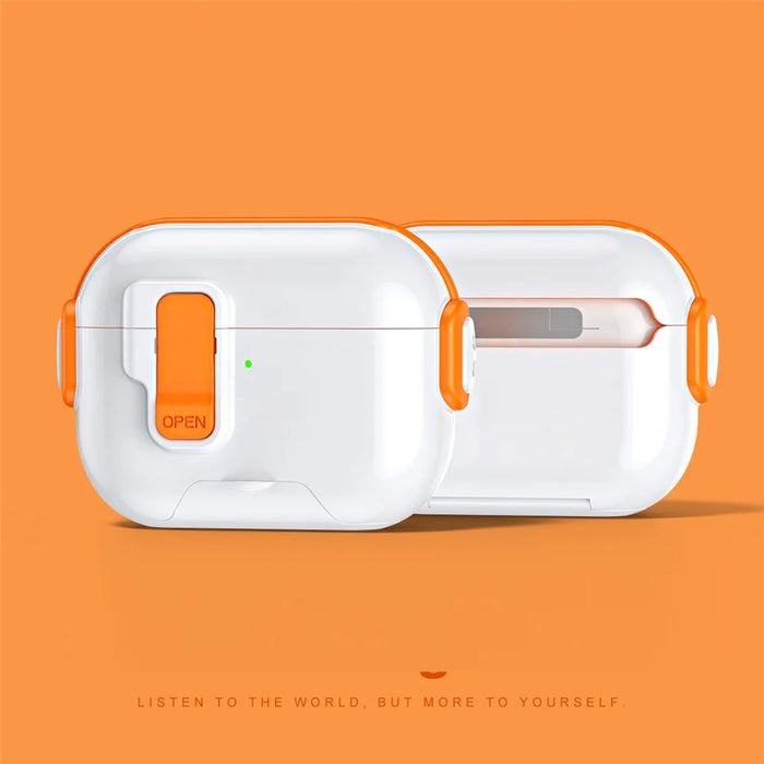 For AirPods Pro 3 Case with Phone Stand Function TPU PC TWS Earbuds Protective Cover - Orange - 3