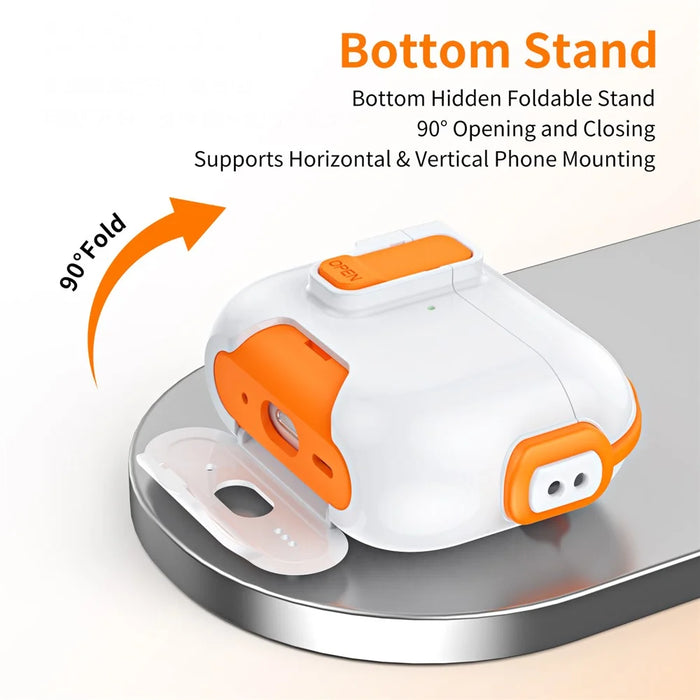 For AirPods Pro 3 Case with Phone Stand Function TPU PC TWS Earbuds Protective Cover - Orange - 4