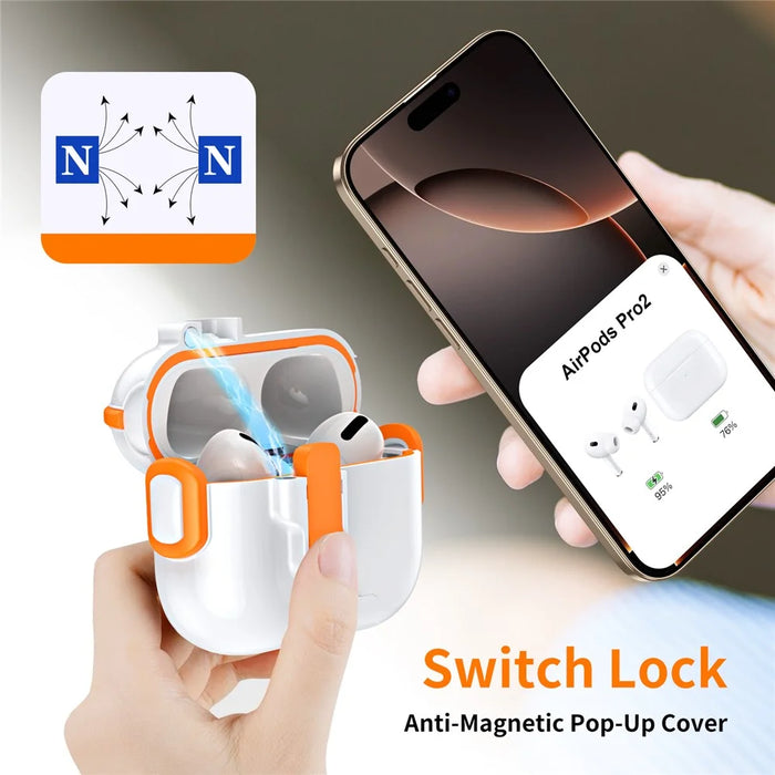 For AirPods Pro 2 Case with Phone Stand Function TPU PC TWS Earbuds Protective Cover - Orange - 6