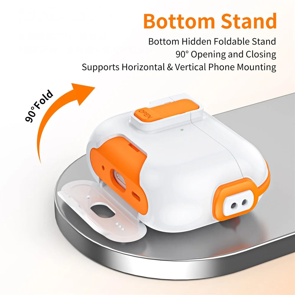 For Apple AirPods Pro Case with Phone Stand Function TPU PC TWS Earbuds Protective Cover - Orange - 4