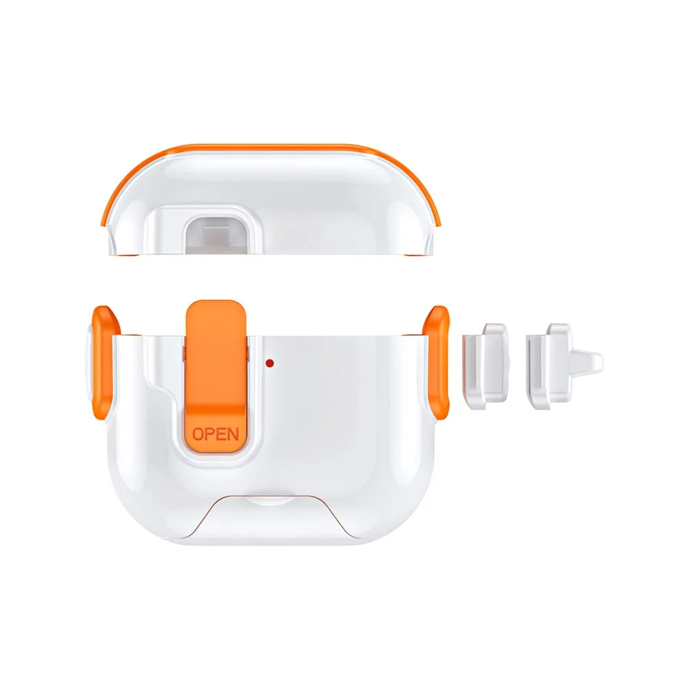 For AirPods 4 Case with Phone Stand Function TPU PC TWS Earbuds Protective Cover - Orange - 2