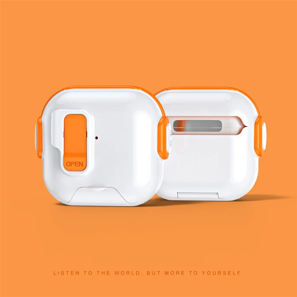 For AirPods 4 Case with Phone Stand Function TPU PC TWS Earbuds Protective Cover - Orange - 3