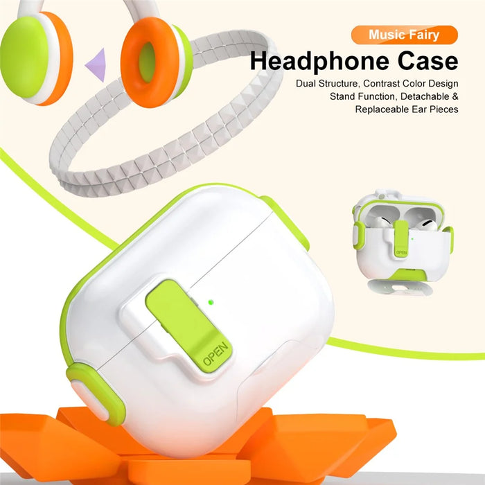 For Apple AirPods 3 Case with Phone Stand Function TPU PC TWS Earbuds Protective Cover - Orange - 4