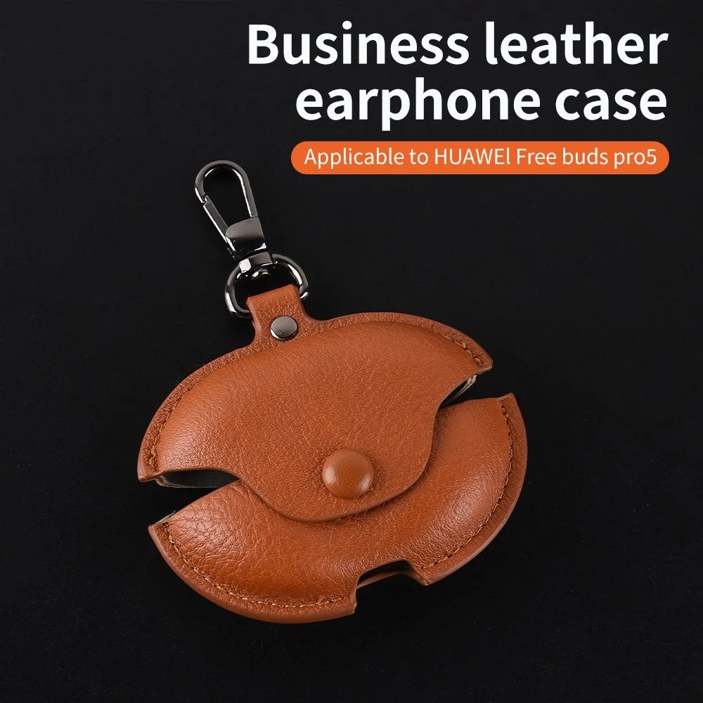 Earphone Case For Huawei FreeBuds Pro 5 / Pro 4 / Pro 3 Business Leather + PC Protective Cover - Dark Brown - 5