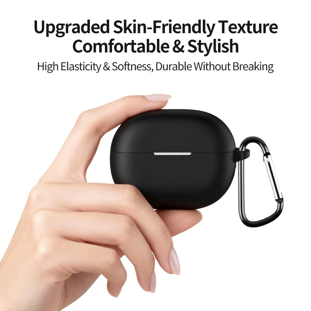 For Huawei FreeBuds Pro 5 Silicone Case Wireless Earphone Anti-Scratch Protective Cover with Carabiner - Black - 2