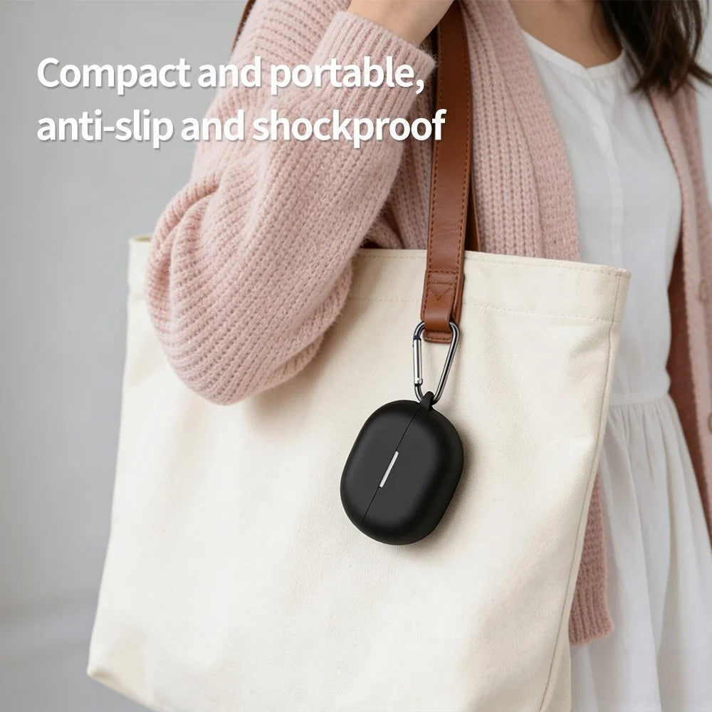For Huawei FreeBuds Pro 5 Silicone Case Wireless Earphone Anti-Scratch Protective Cover with Carabiner - Black - 5