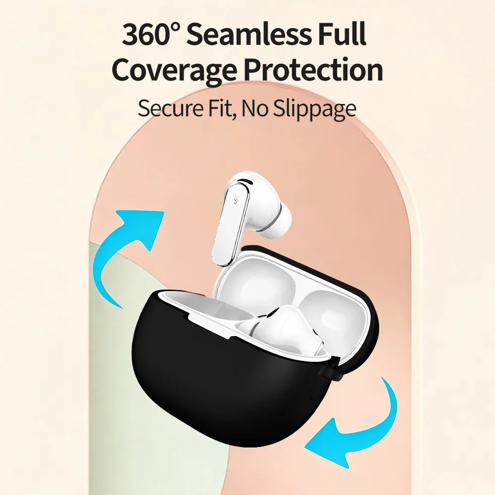 For Huawei FreeBuds Pro 5 Silicone Case Wireless Earphone Anti-Scratch Protective Cover with Carabiner - Black - 6