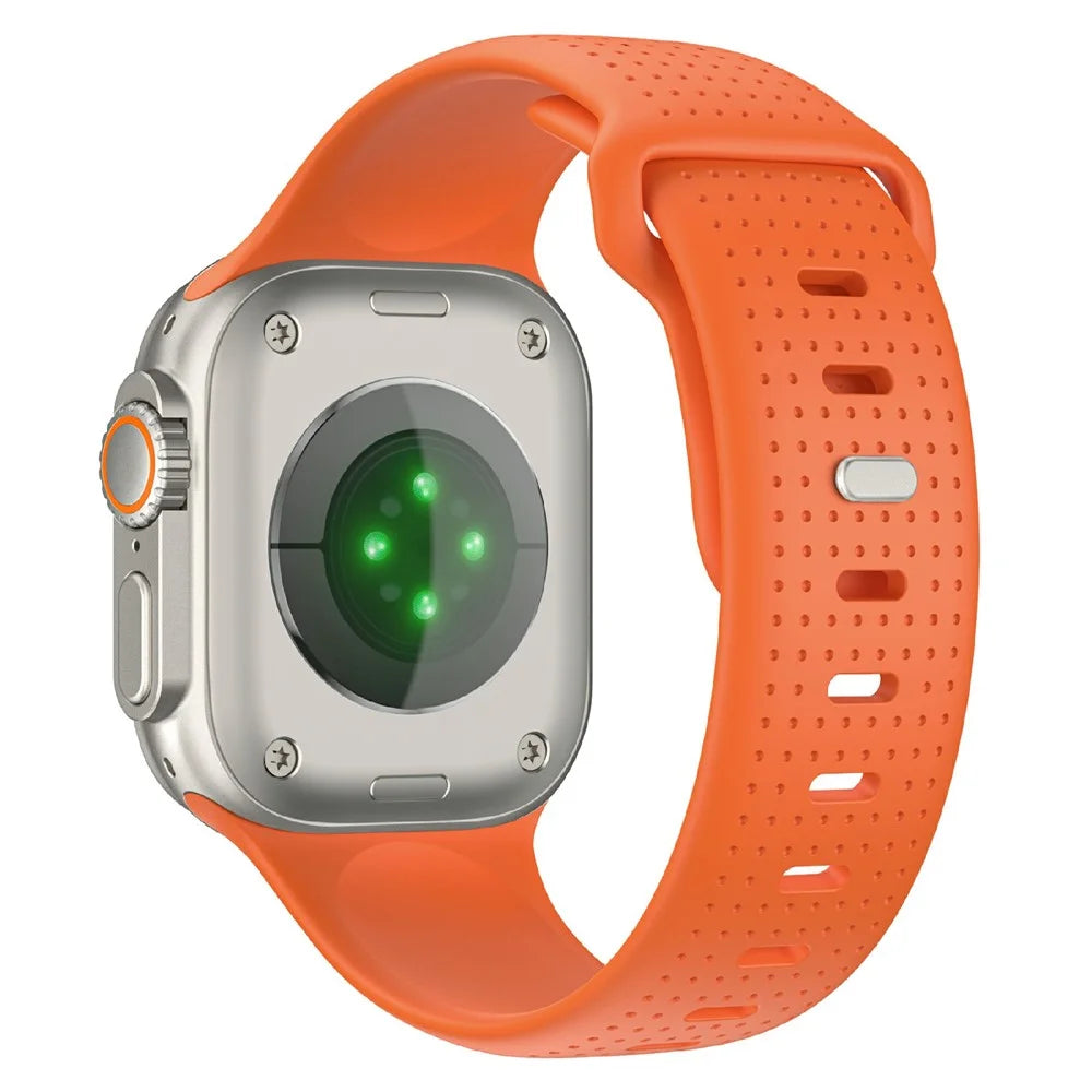 Fluorubber Strap for Apple Watch Ultra 3 2 1 49mm / Series 11 10 46mm / 9 8 7 45mm / SE3 SE2 SE 6 5 4 44mm / 3 2 1 42mm Dotted Watch Band - Orange - 1