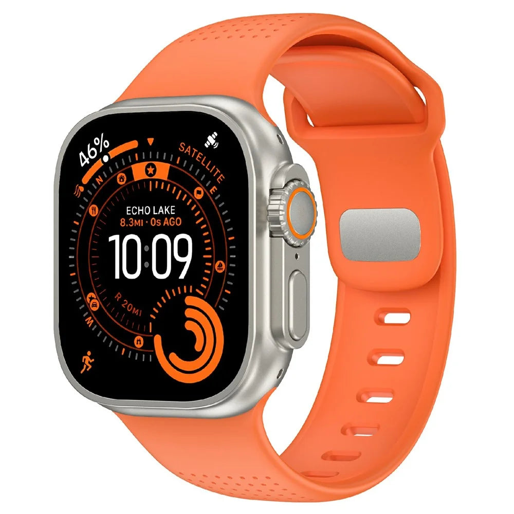 Fluorubber Strap for Apple Watch Ultra 3 2 1 49mm / Series 11 10 46mm / 9 8 7 45mm / SE3 SE2 SE 6 5 4 44mm / 3 2 1 42mm Dotted Watch Band - Orange - 2