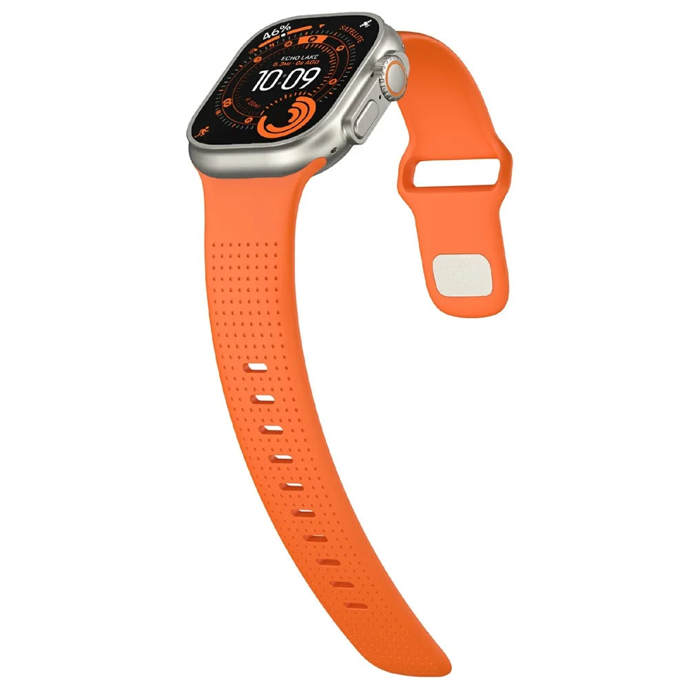 Fluorubber Strap for Apple Watch Ultra 3 2 1 49mm / Series 11 10 46mm / 9 8 7 45mm / SE3 SE2 SE 6 5 4 44mm / 3 2 1 42mm Dotted Watch Band - Orange - 4