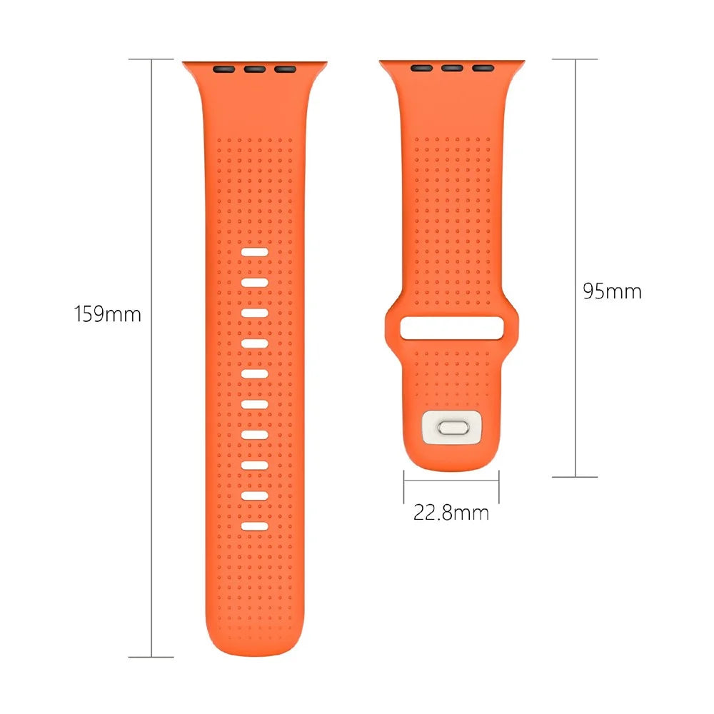 Fluorubber Strap for Apple Watch Ultra 3 2 1 49mm / Series 11 10 46mm / 9 8 7 45mm / SE3 SE2 SE 6 5 4 44mm / 3 2 1 42mm Dotted Watch Band - Orange - 6