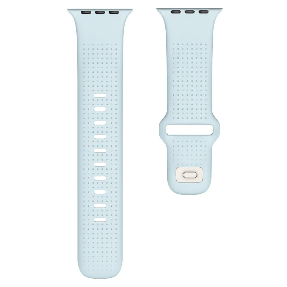 Luminous Fluorubber Strap for Apple Watch Ultra 3 2 1 49mm / Series 11 10 46mm / 9 8 7 45mm / SE3 SE2 SE 6 5 4 44mm / 3 2 1 42mm Dotted Night Glow Watch Band - Mint Blue - 3