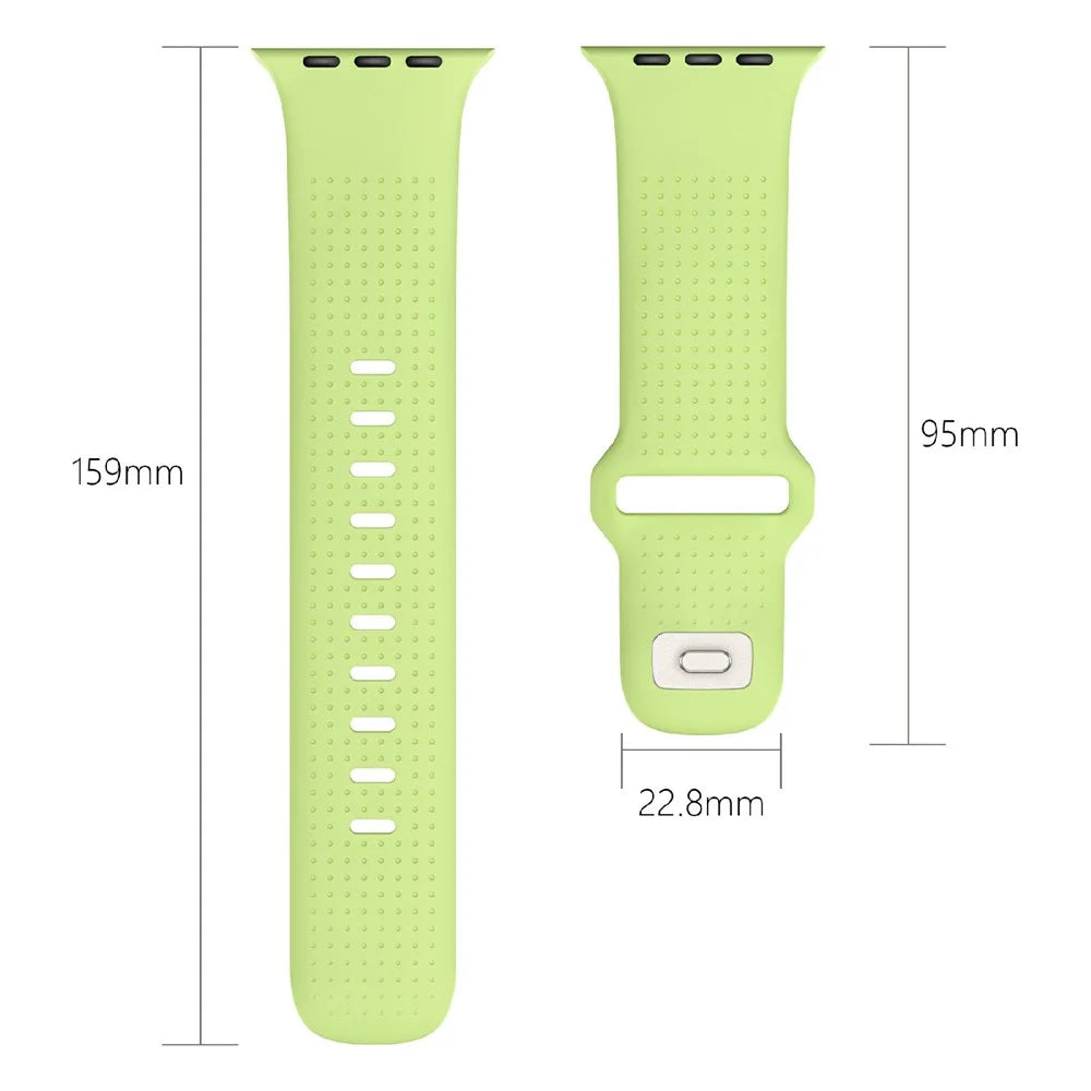Luminous Fluorubber Strap for Apple Watch Ultra 3 2 1 49mm / Series 11 10 46mm / 9 8 7 45mm / SE3 SE2 SE 6 5 4 44mm / 3 2 1 42mm Dotted Night Glow Watch Band - Mint Blue - 6